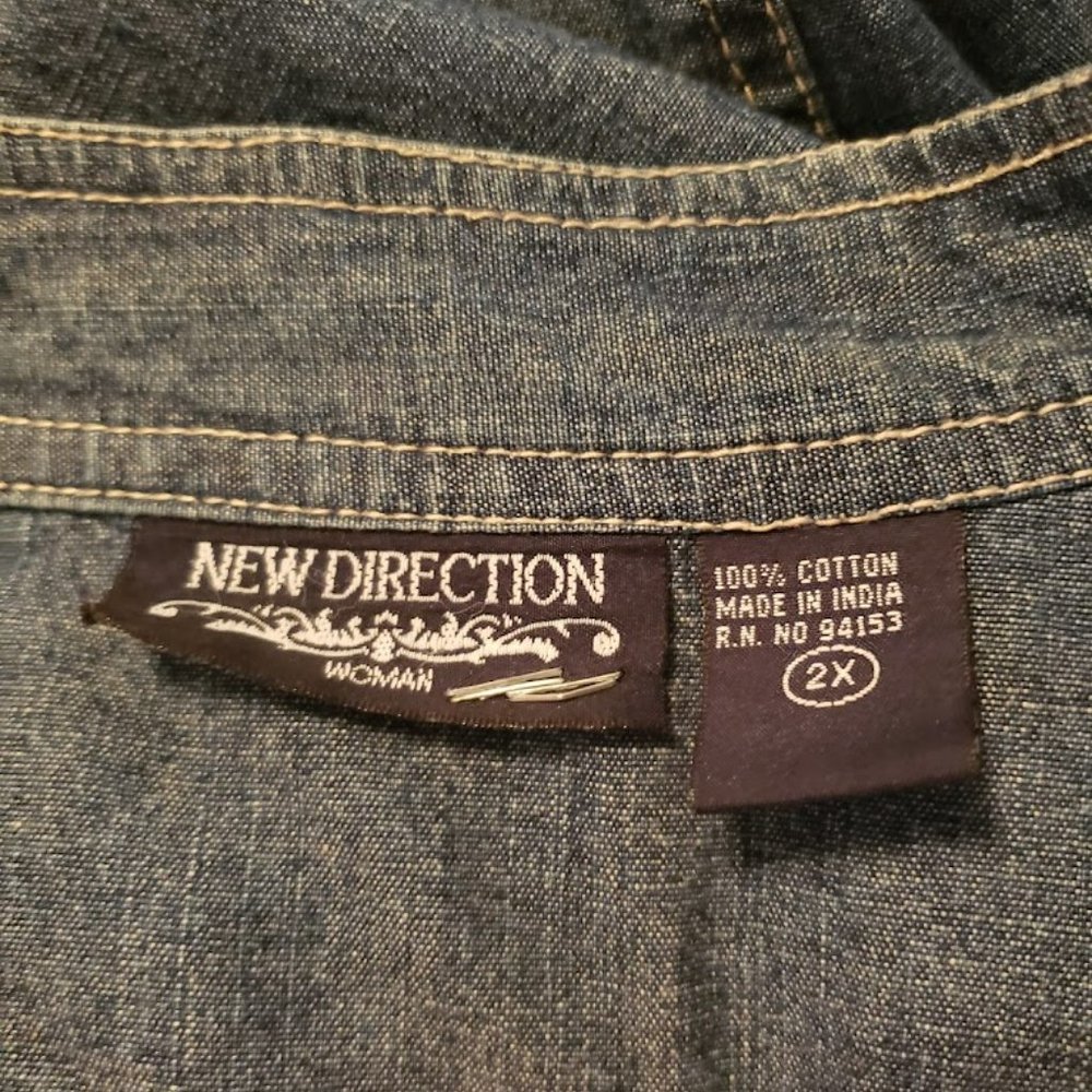 Jean Jacket grommets Womens New Direction 2X Nice - Picture 6 of 6